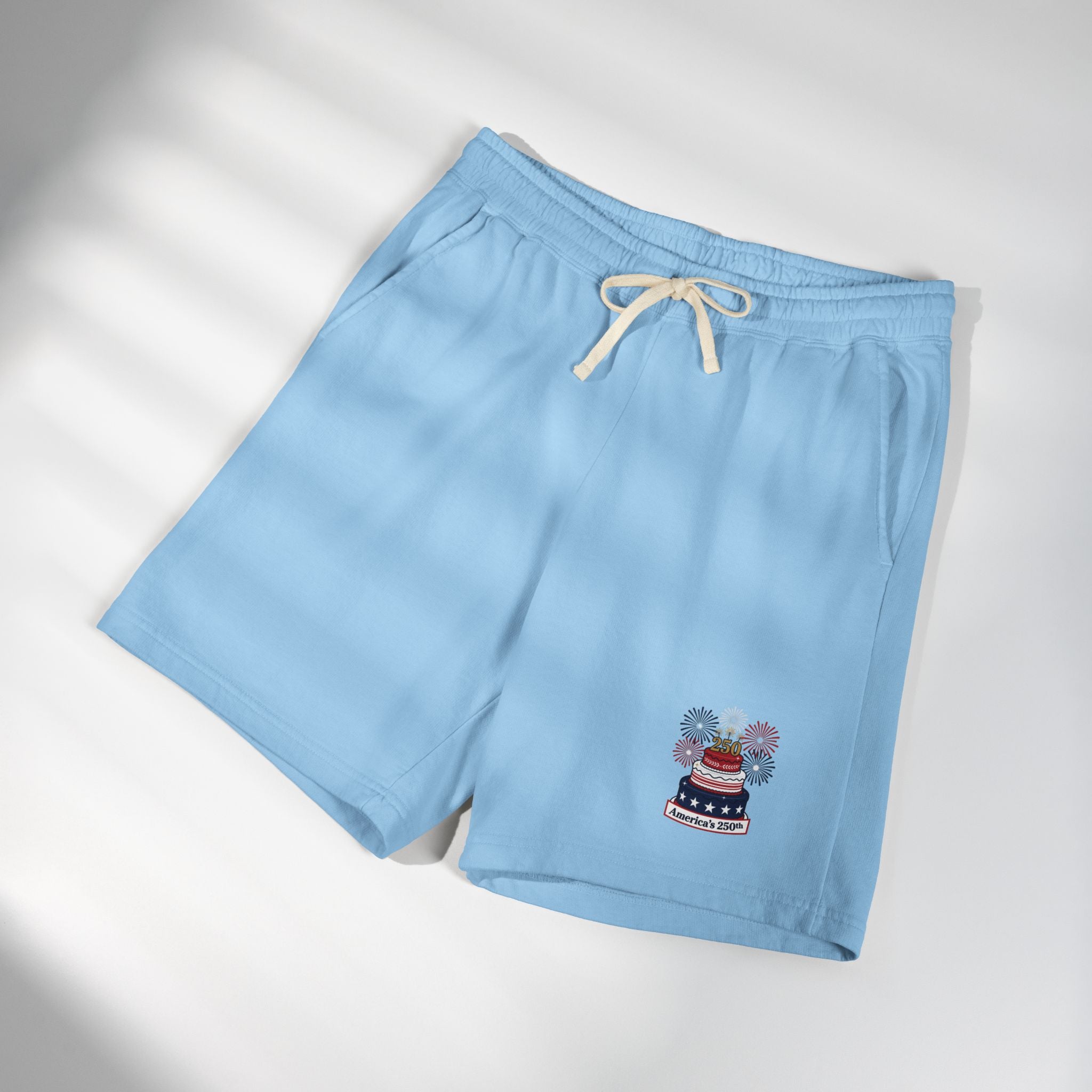 Patriotic Cake & Fireworks Fleece Sweat Shorts