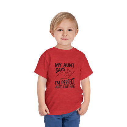 Toddler Short Sleeve Tee - My Aunt Says I'm Perfect, Just Like Her