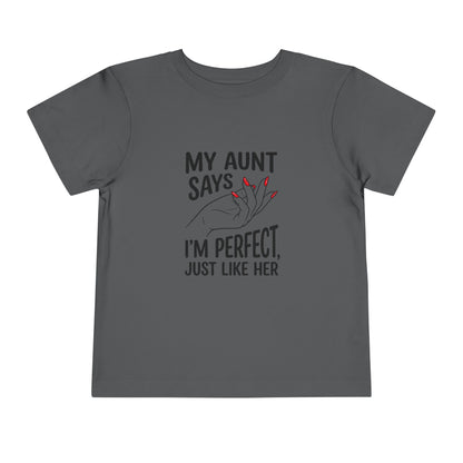 Toddler Short Sleeve Tee - My Aunt Says I'm Perfect, Just Like Her