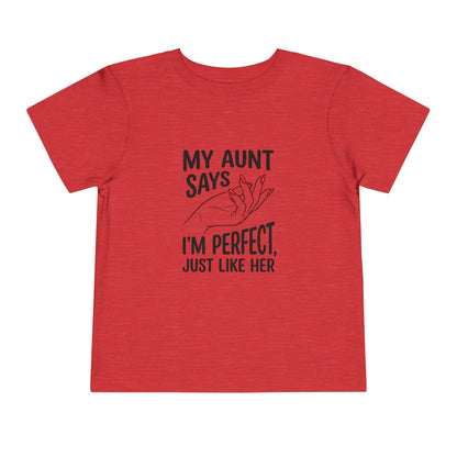 Toddler Short Sleeve Tee - My Aunt Says I'm Perfect, Just Like Her