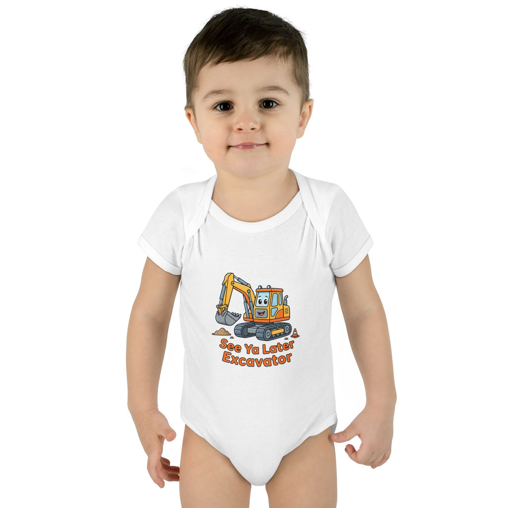 See Ya Later Excavator Baby Bodysuit — Cute Construction Crew Infant Onesie