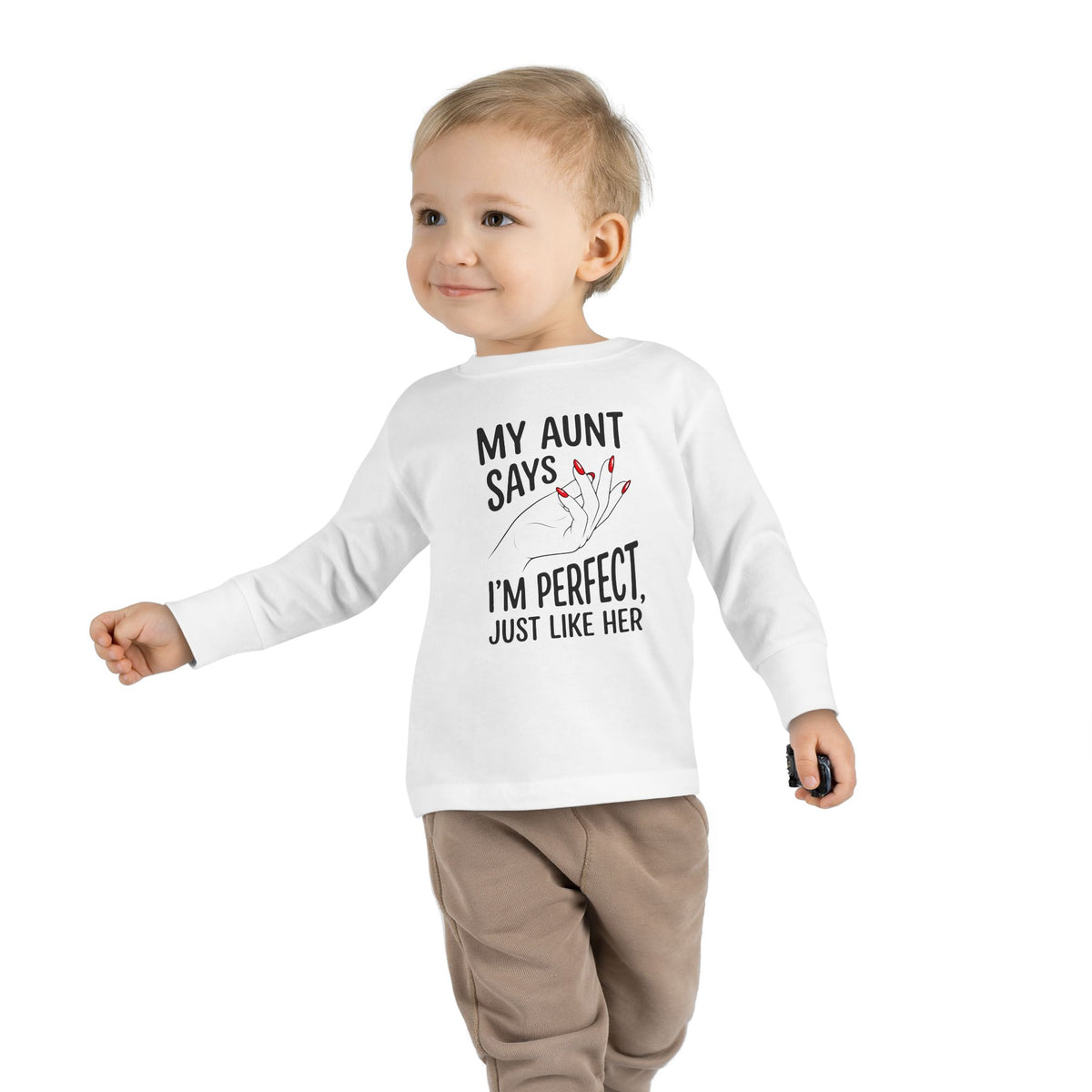 Toddler Long Sleeve Tee - My Aunt Says I'm Perfect, Just Like Her