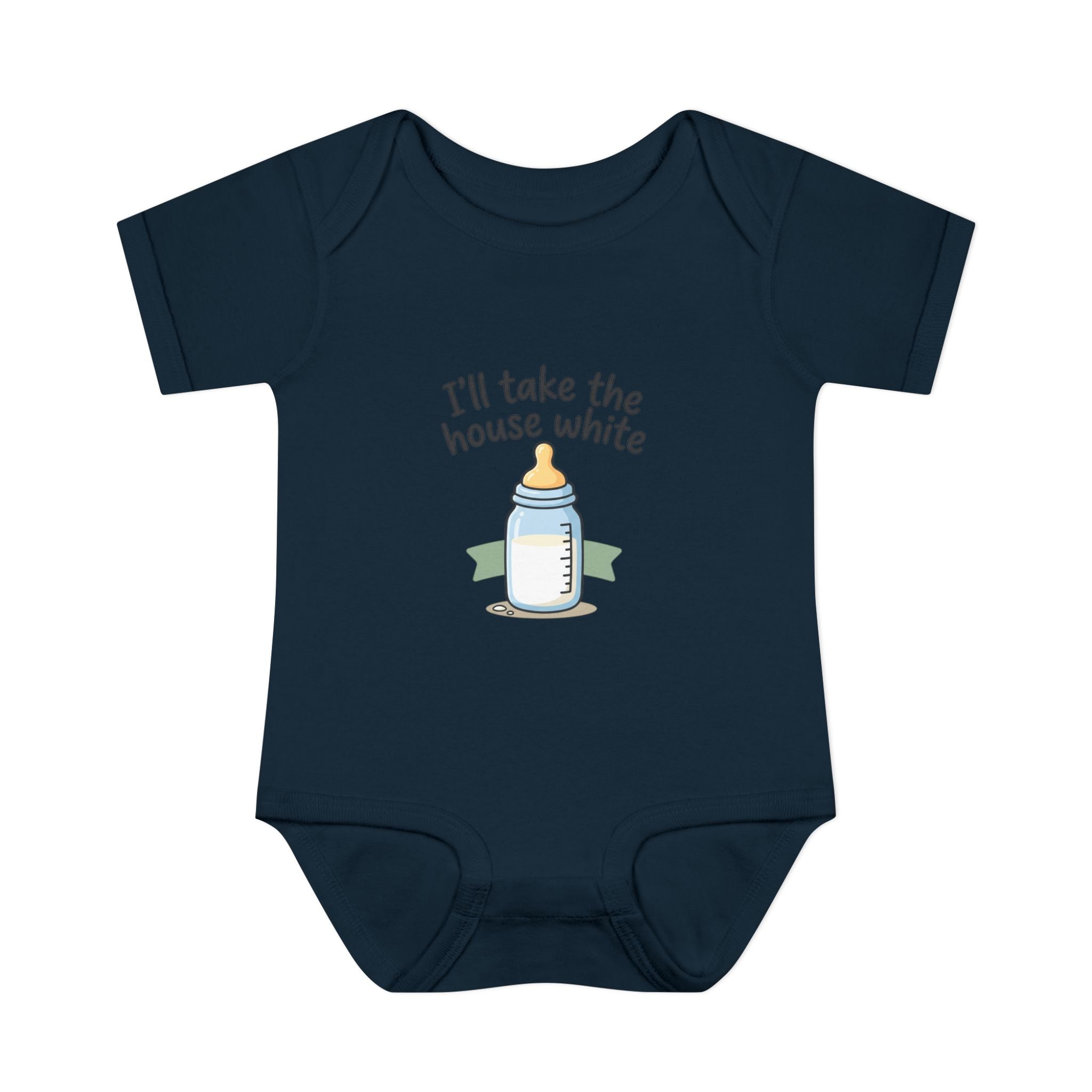 Baby Bodysuit "I'll Take the House White" Bottle Graphic — Newborn Onesie Gift