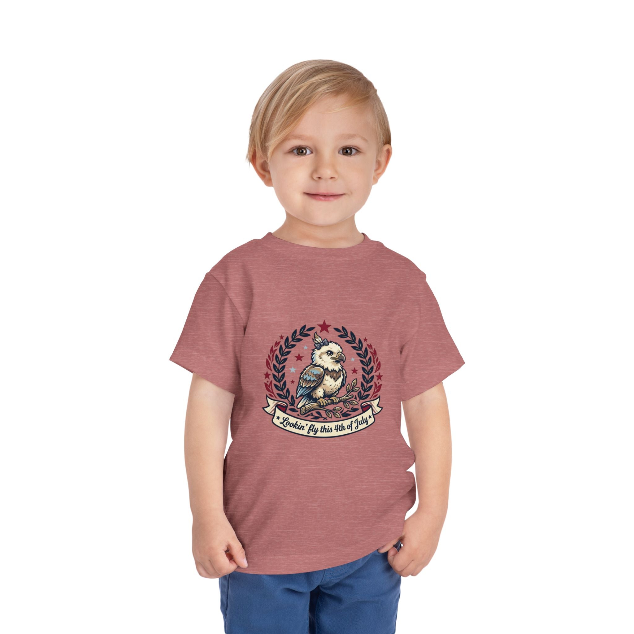 Toddler Tee — Patriotic Baby Eagle Graphic "Lookin' Fly this 4th of July"