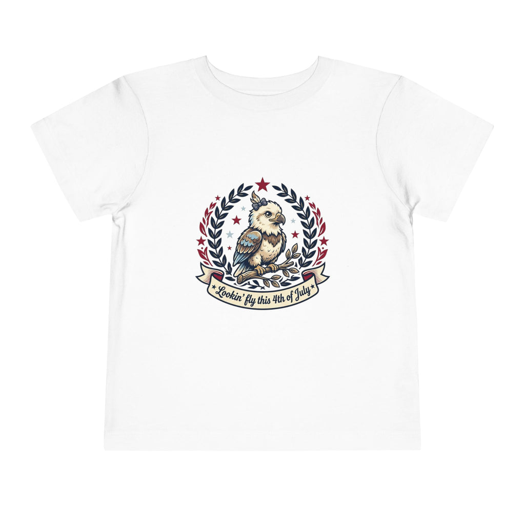 Toddler Tee — Patriotic Baby Eagle Graphic "Lookin' Fly this 4th of July"