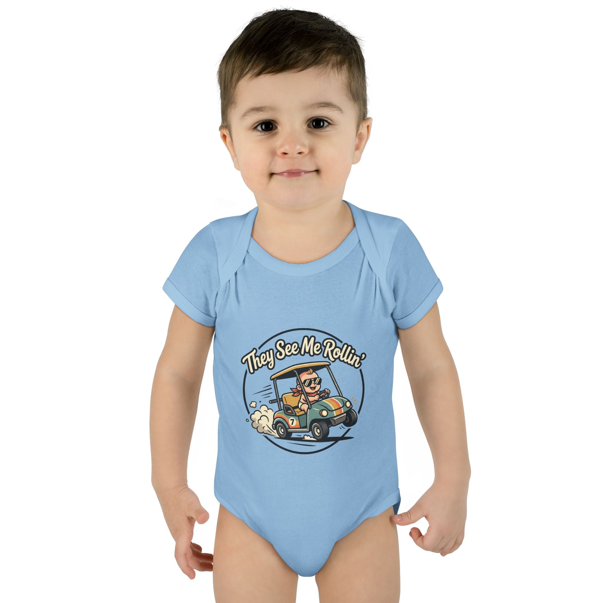 They See Me Rollin' Baby Bodysuit — Cute Golf Cart Infant Onesie