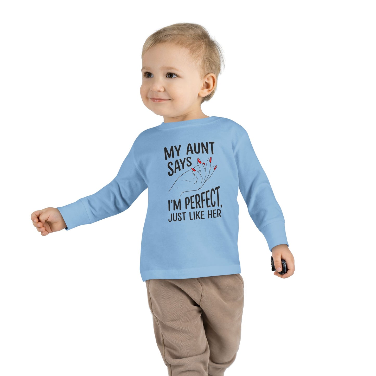 Toddler Long Sleeve Tee - My Aunt Says I'm Perfect, Just Like Her