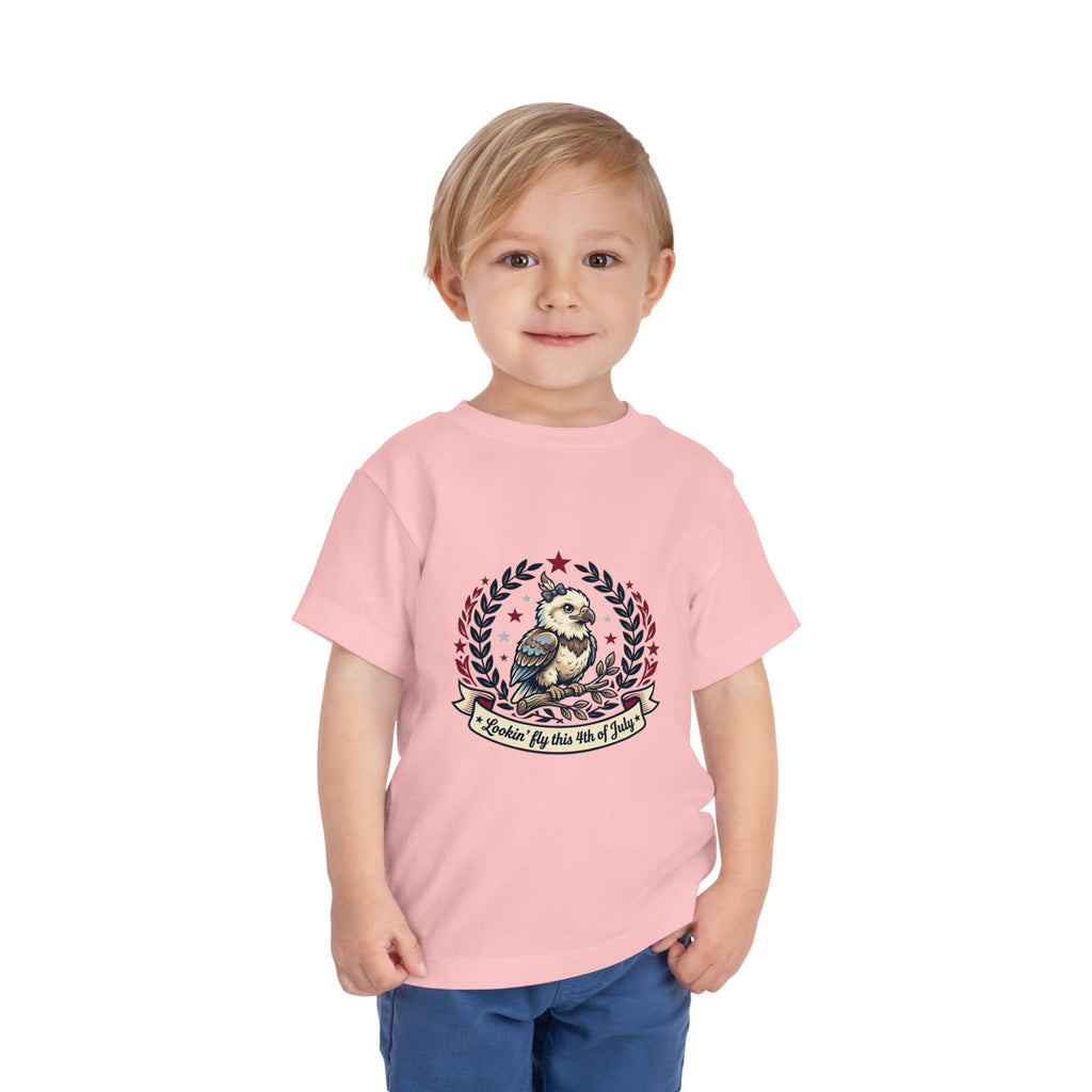 Toddler Tee — Patriotic Baby Eagle Graphic "Lookin' Fly this 4th of July"