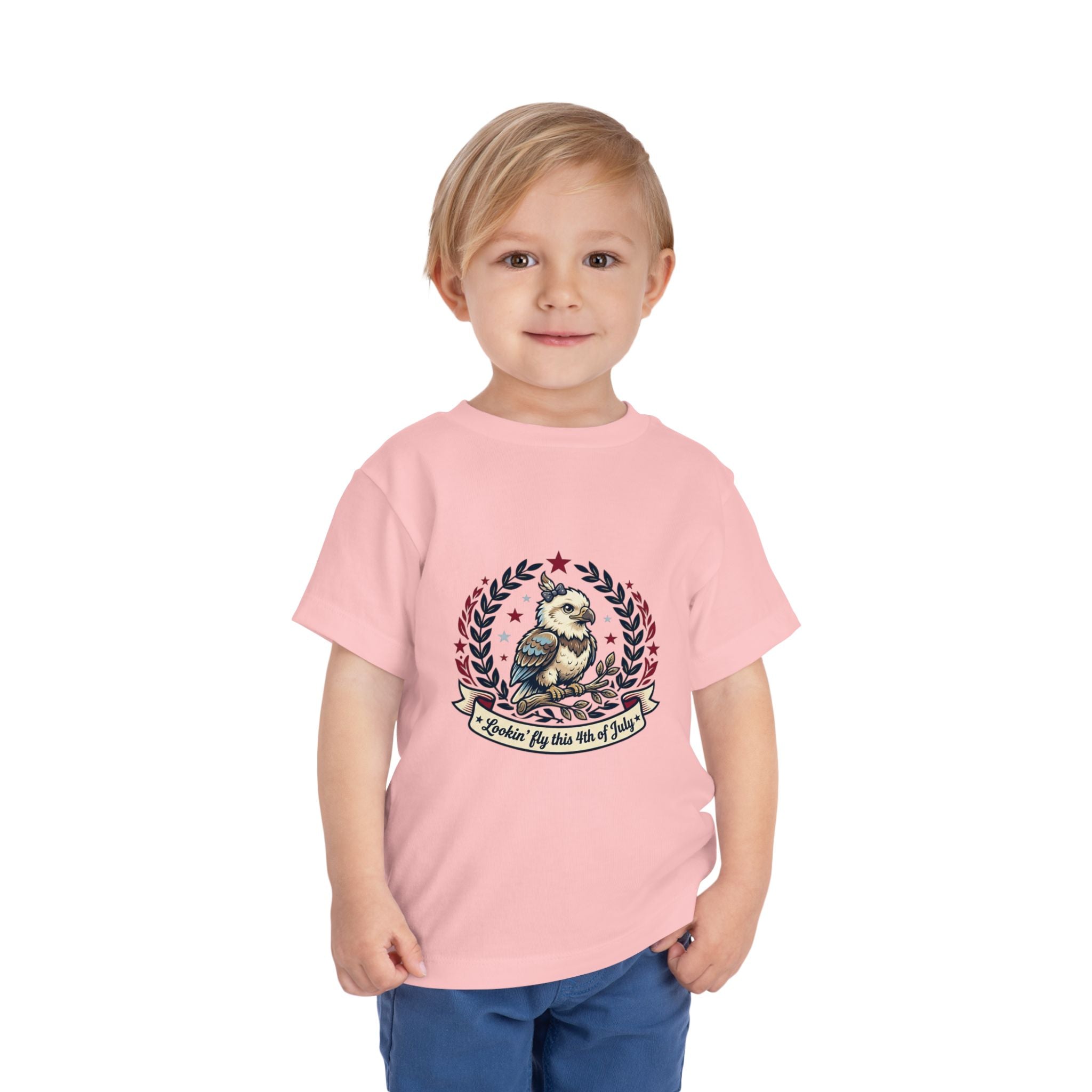 Toddler Tee — Patriotic Baby Eagle Graphic "Lookin' Fly this 4th of July"