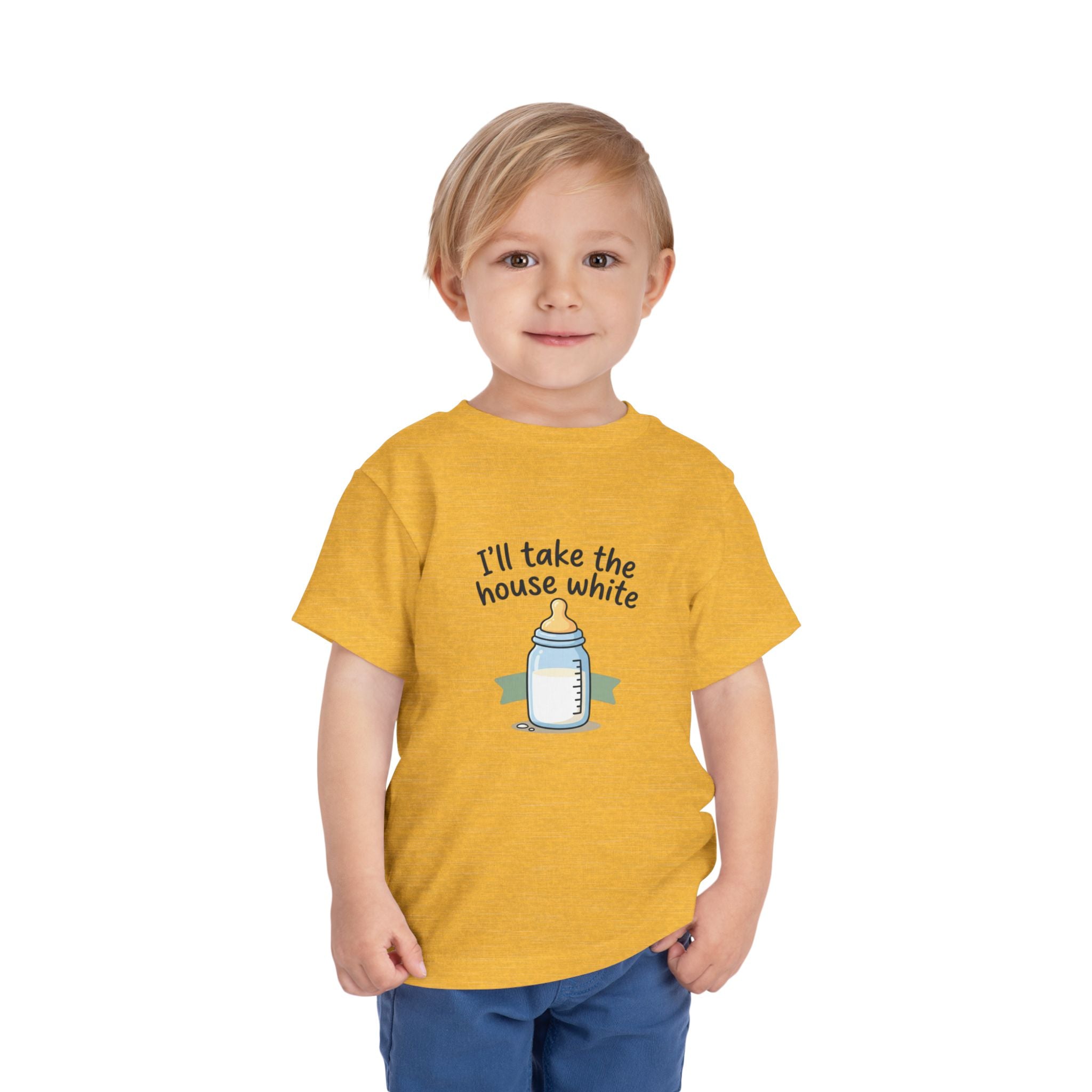Toddler Tee - "I'll Take the House White" Bottle Design (Cute Baby Shower Gift)