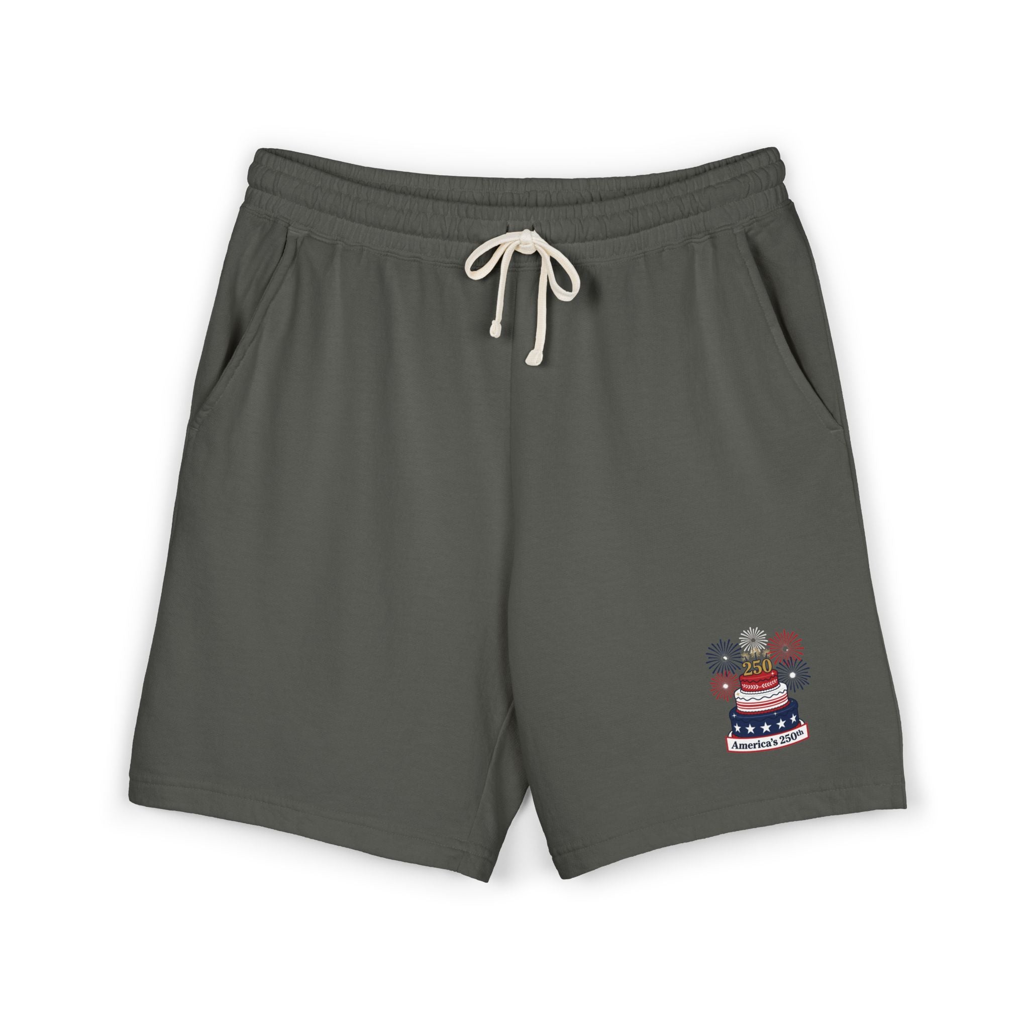 Patriotic Cake & Fireworks Fleece Sweat Shorts