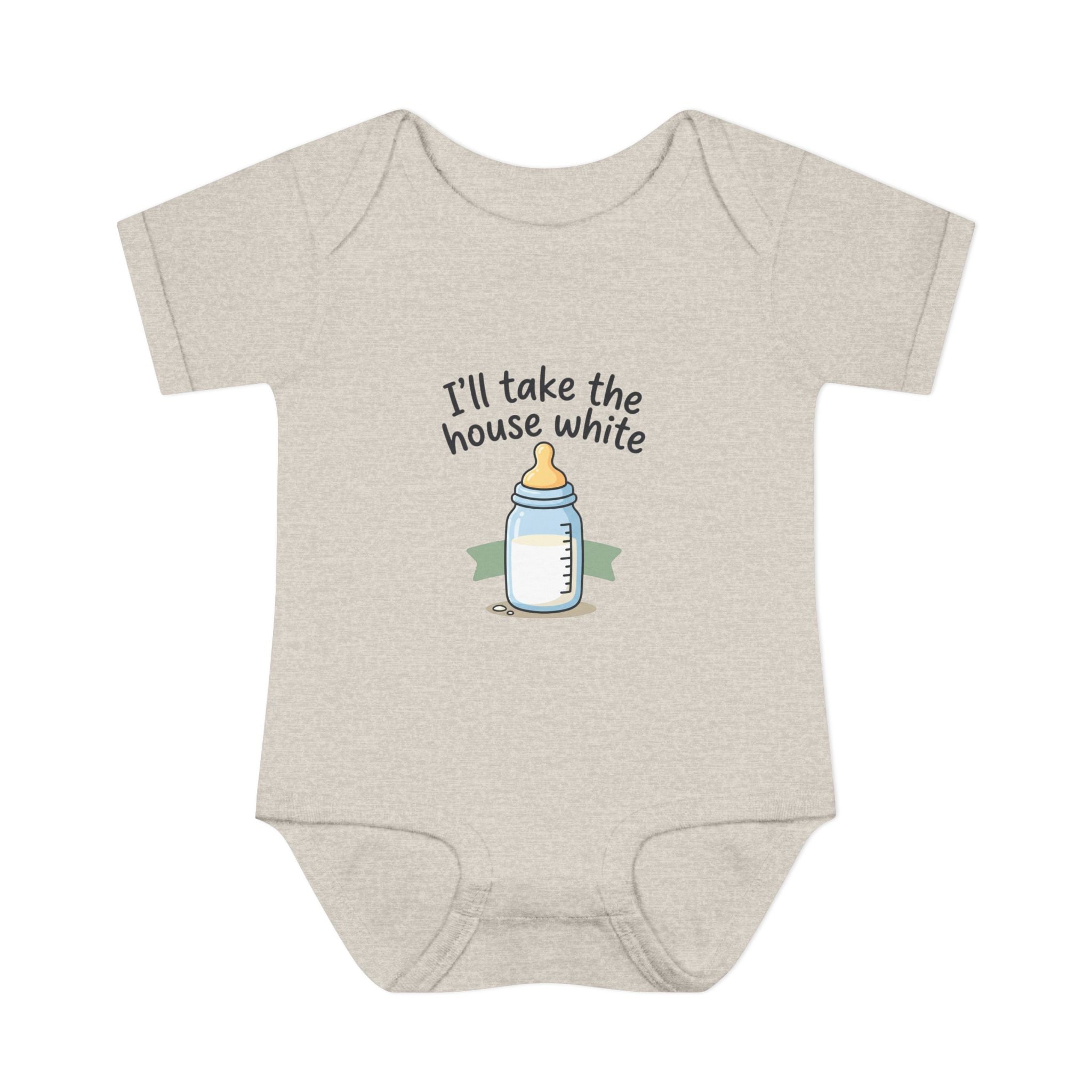 Baby Bodysuit "I'll Take the House White" Bottle Graphic — Newborn Onesie Gift