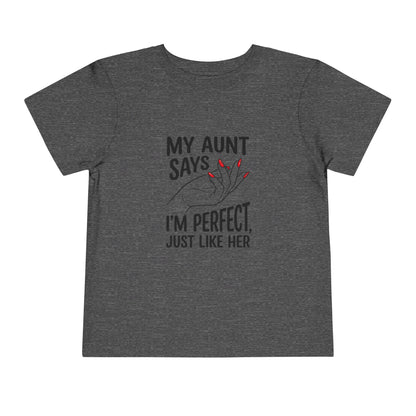 Toddler Short Sleeve Tee - My Aunt Says I'm Perfect, Just Like Her
