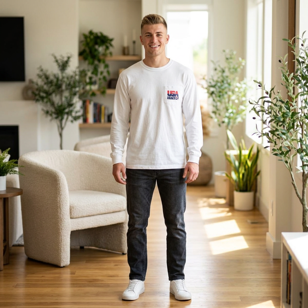 Comfort Colors LS T-Shirt *Pocket* - Retro USA Dream Team