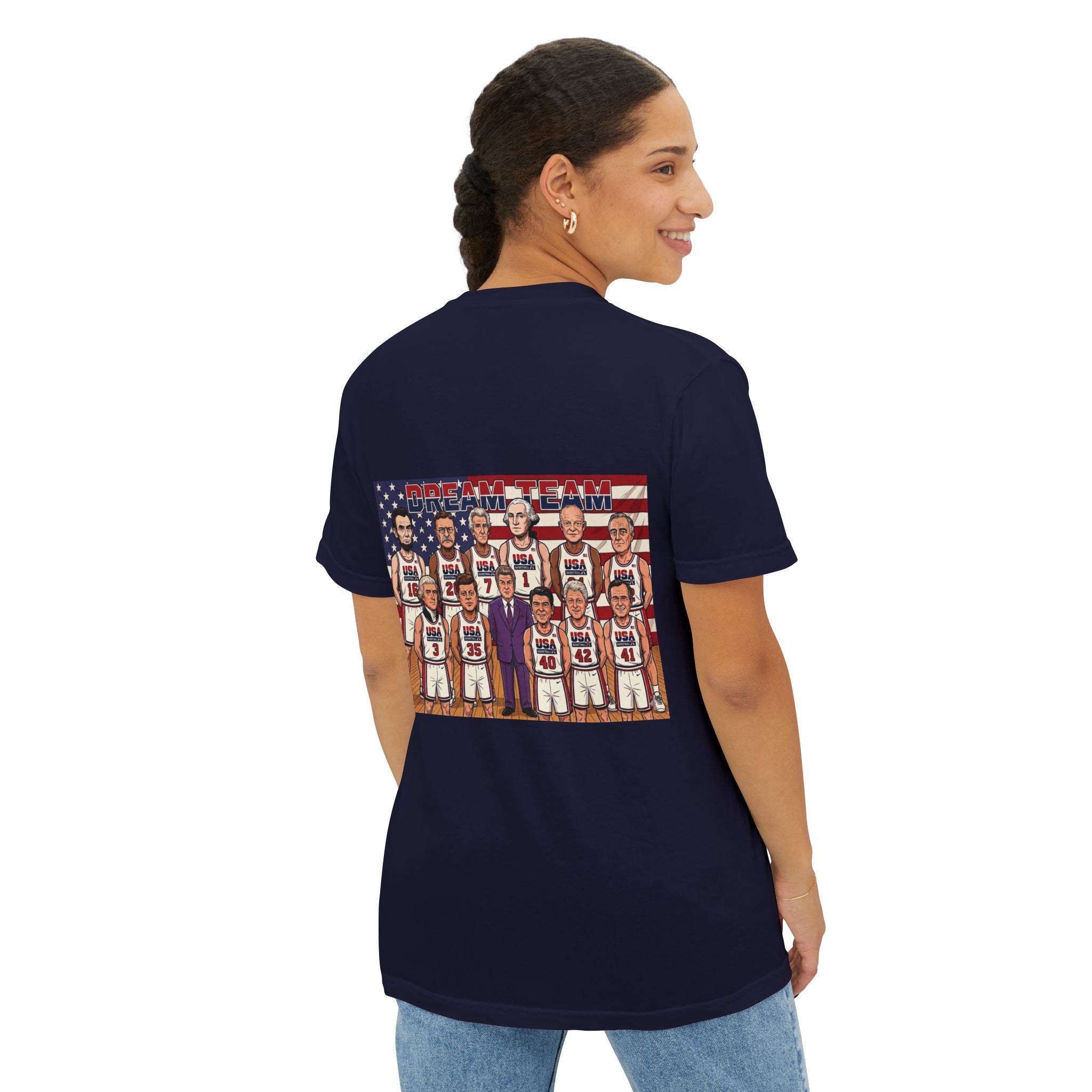 USA Dream Team Portrait Pocket T-Shirt — Retro Olympic Team Graphic