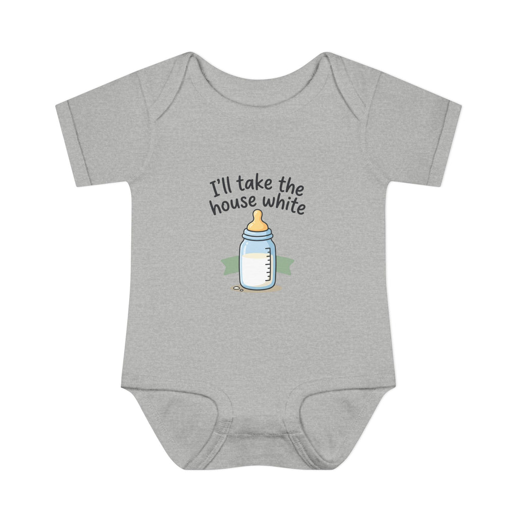 Baby Bodysuit "I'll Take the House White" Bottle Graphic — Newborn Onesie Gift