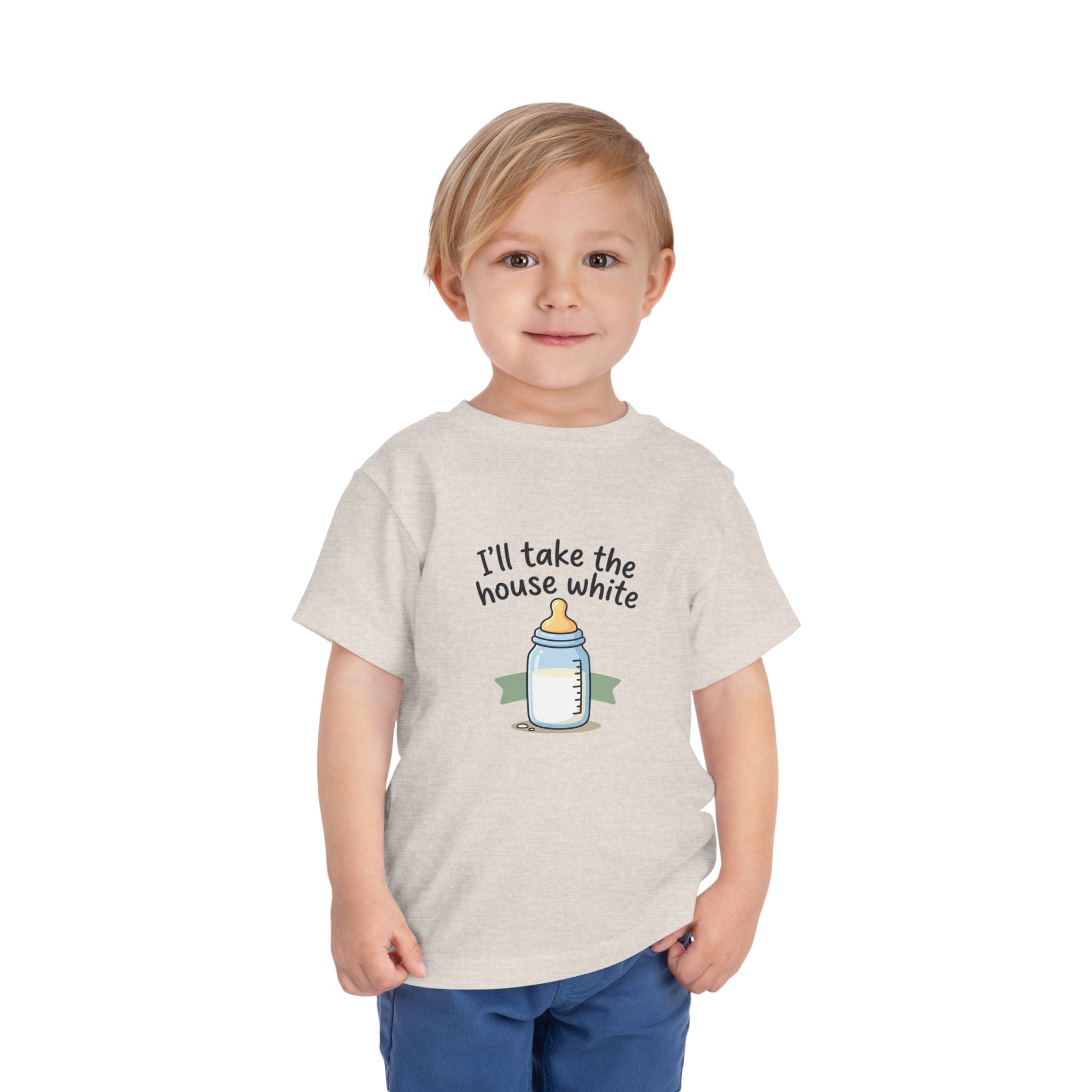 Toddler Tee - "I'll Take the House White" Bottle Design (Cute Baby Shower Gift)