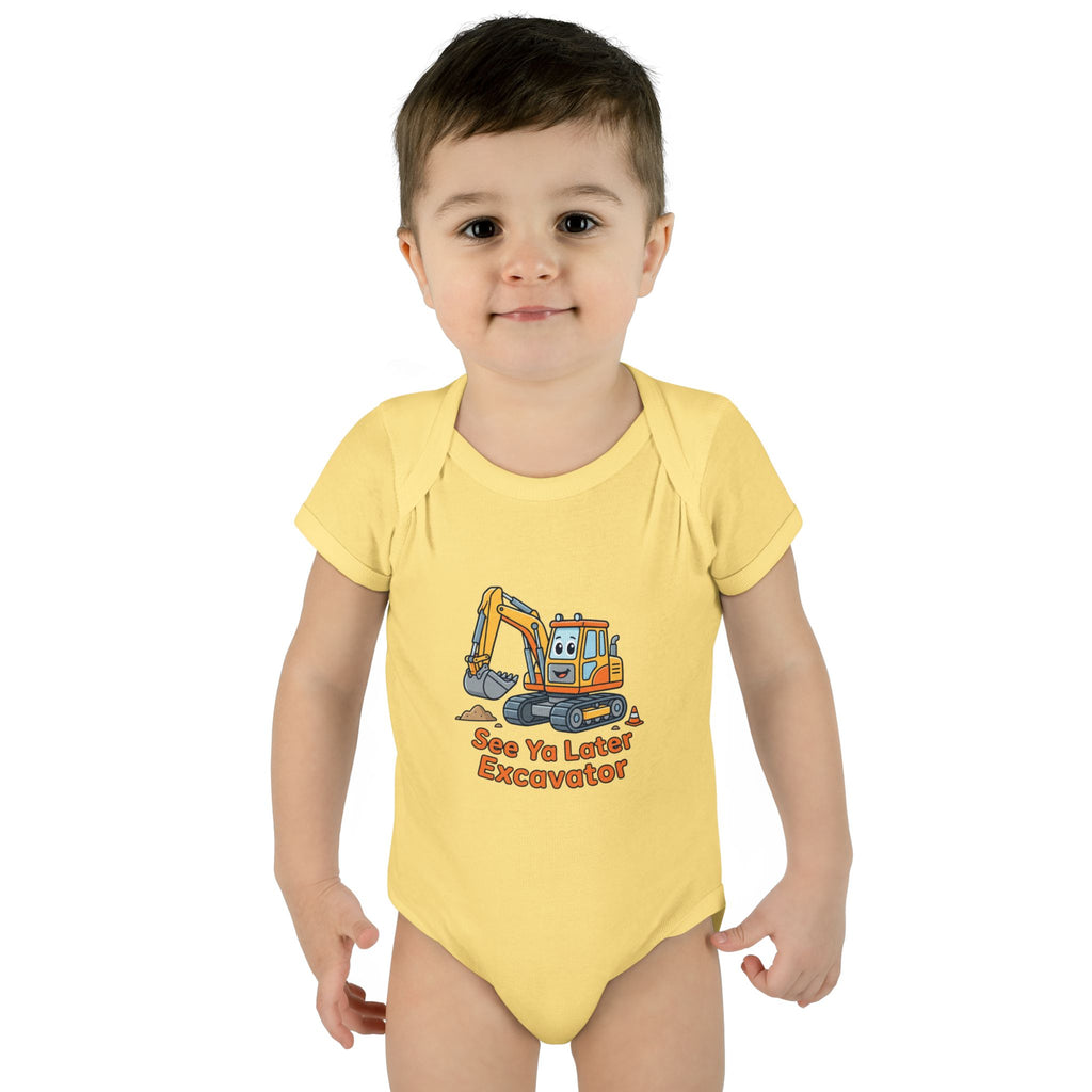 See Ya Later Excavator Baby Bodysuit — Cute Construction Crew Infant Onesie