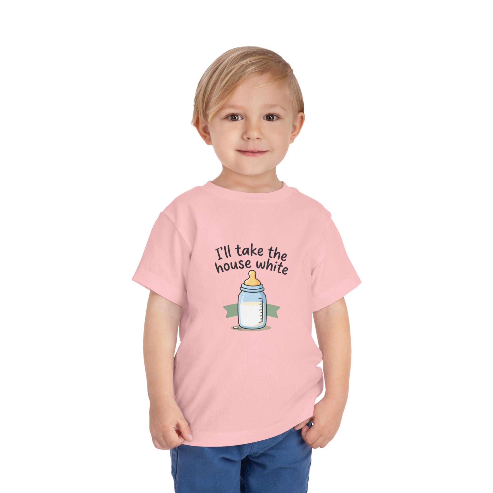 Toddler Tee - "I'll Take the House White" Bottle Design (Cute Baby Shower Gift)