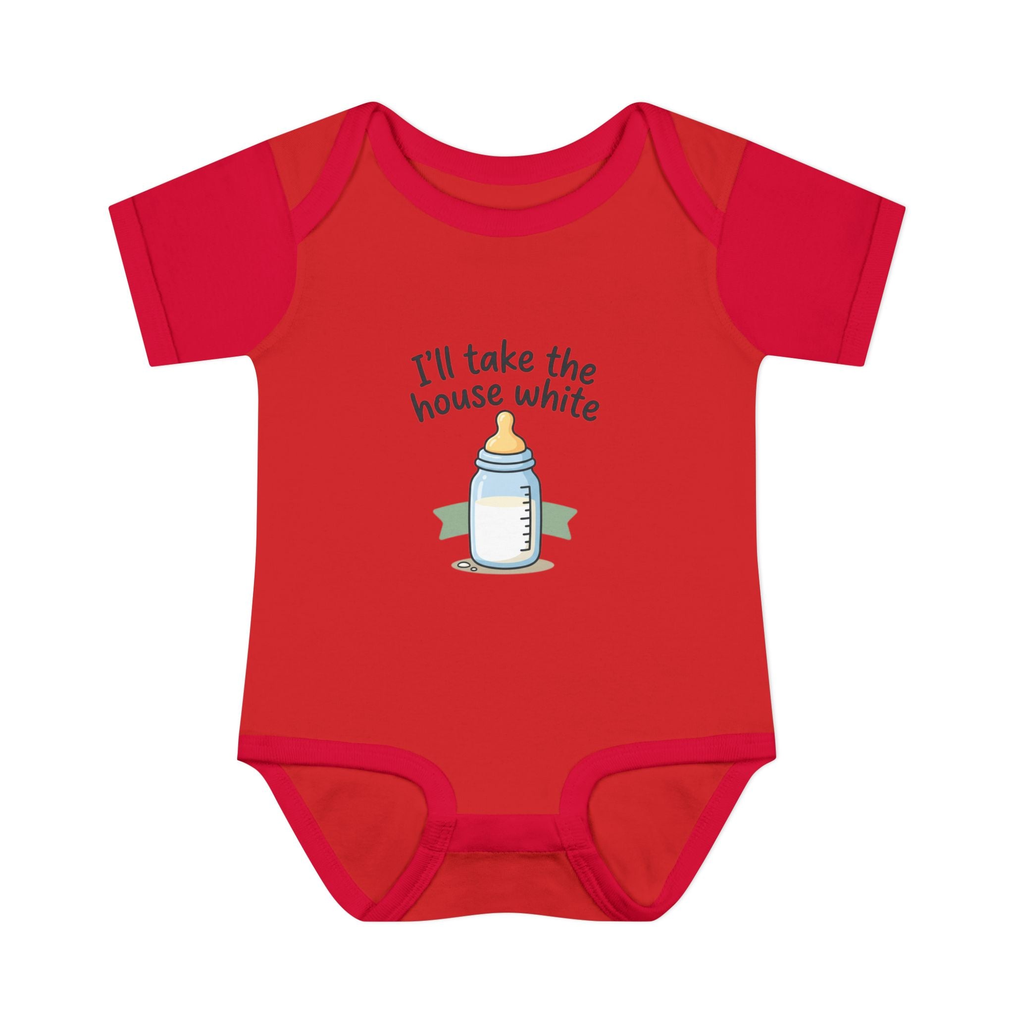 Baby Bodysuit "I'll Take the House White" Bottle Graphic — Newborn Onesie Gift