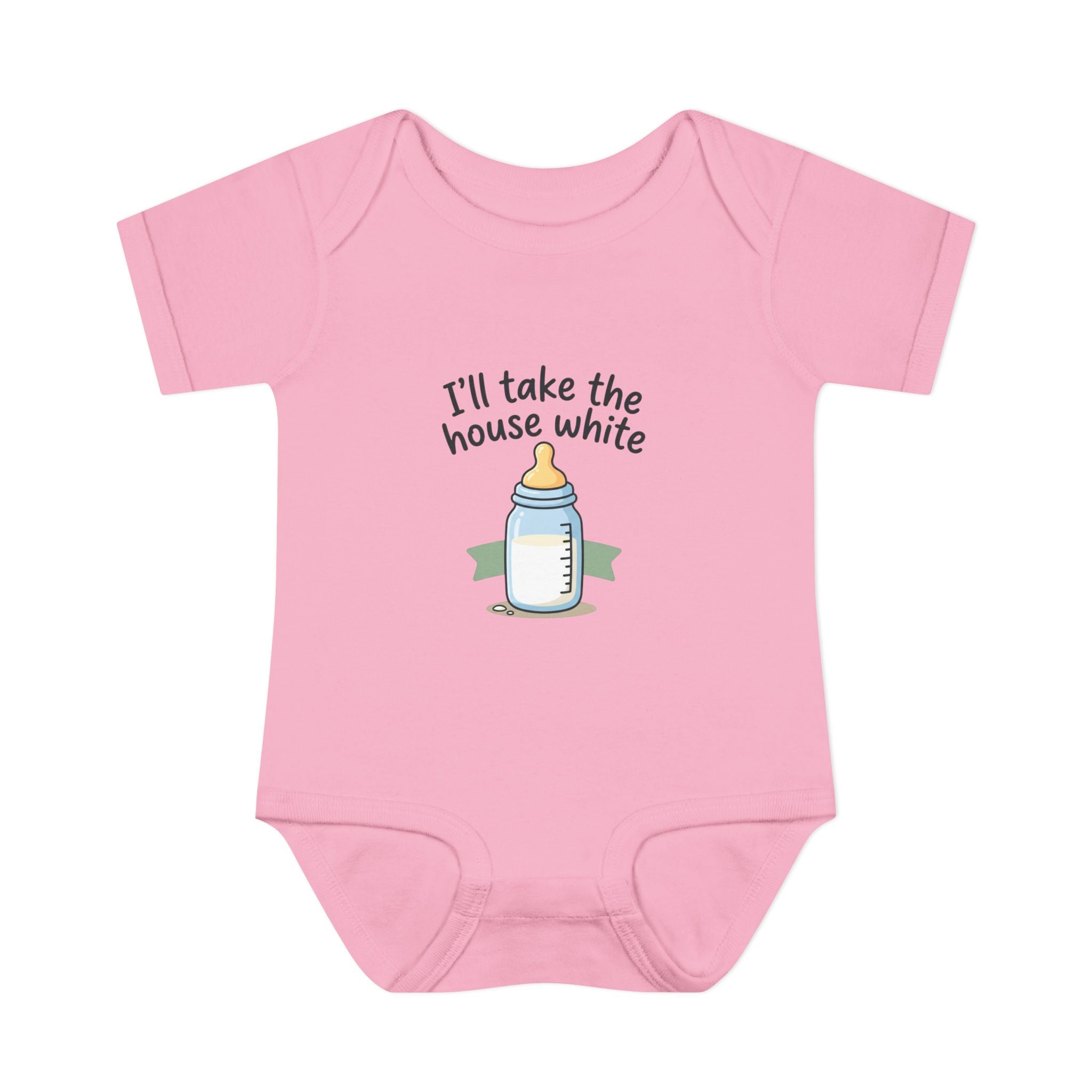 Baby Bodysuit "I'll Take the House White" Bottle Graphic — Newborn Onesie Gift