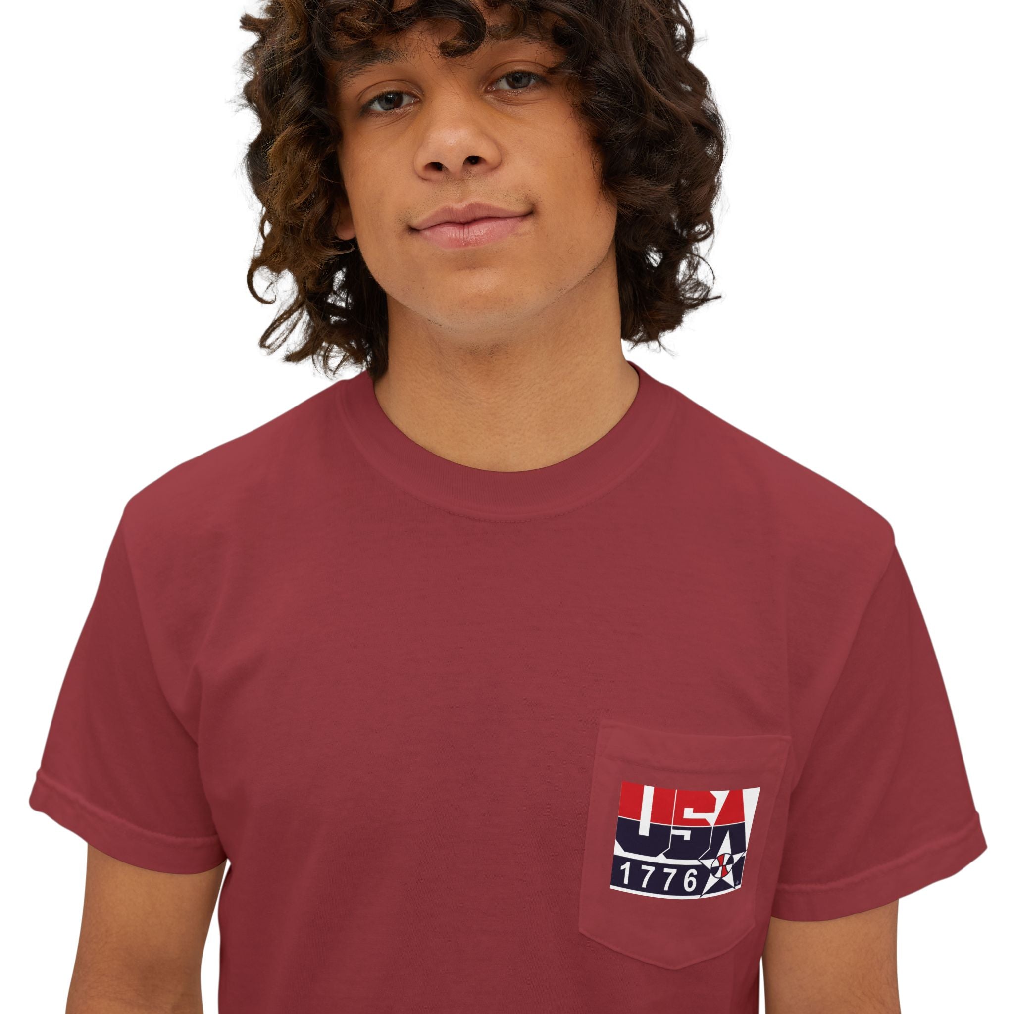 USA Dream Team Portrait Pocket T-Shirt — Retro Olympic Team Graphic