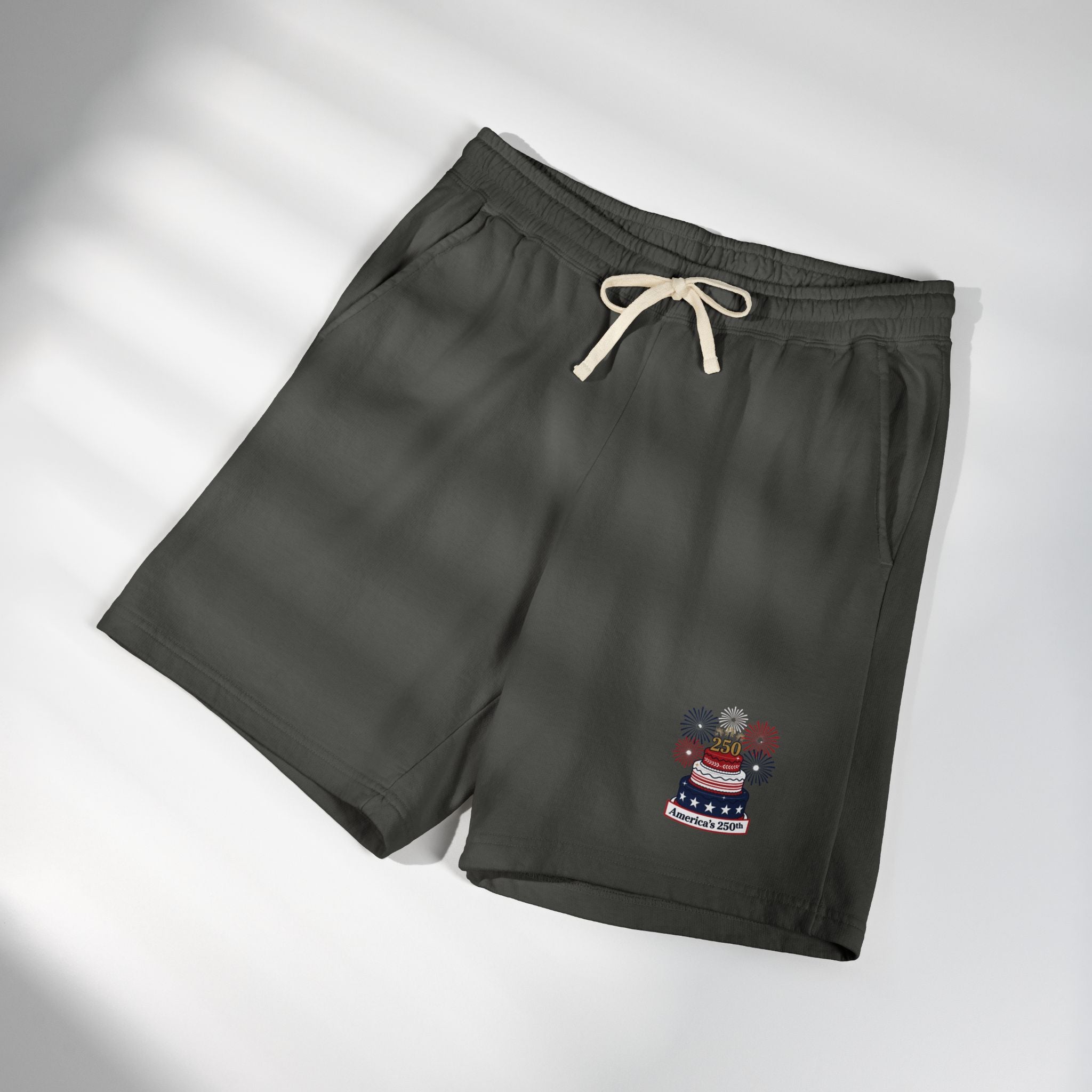 Patriotic Cake & Fireworks Fleece Sweat Shorts