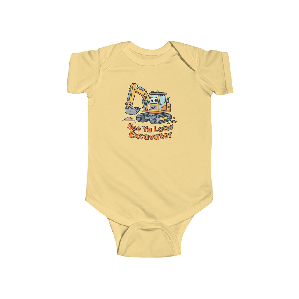 Baby Bodysuit — Cute Excavator 'See Ya Later Excavator'
