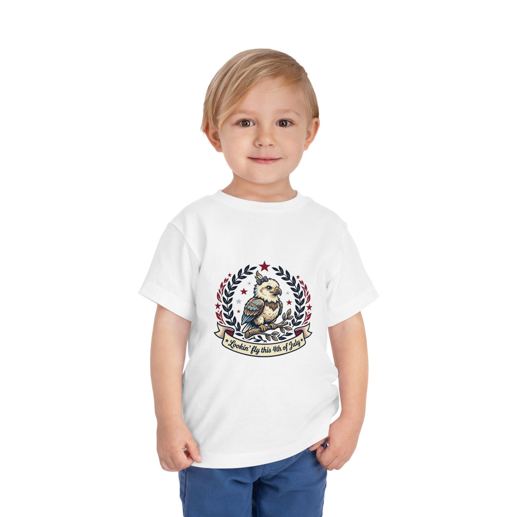 Toddler Tee — Patriotic Baby Eagle Graphic "Lookin' Fly this 4th of July"