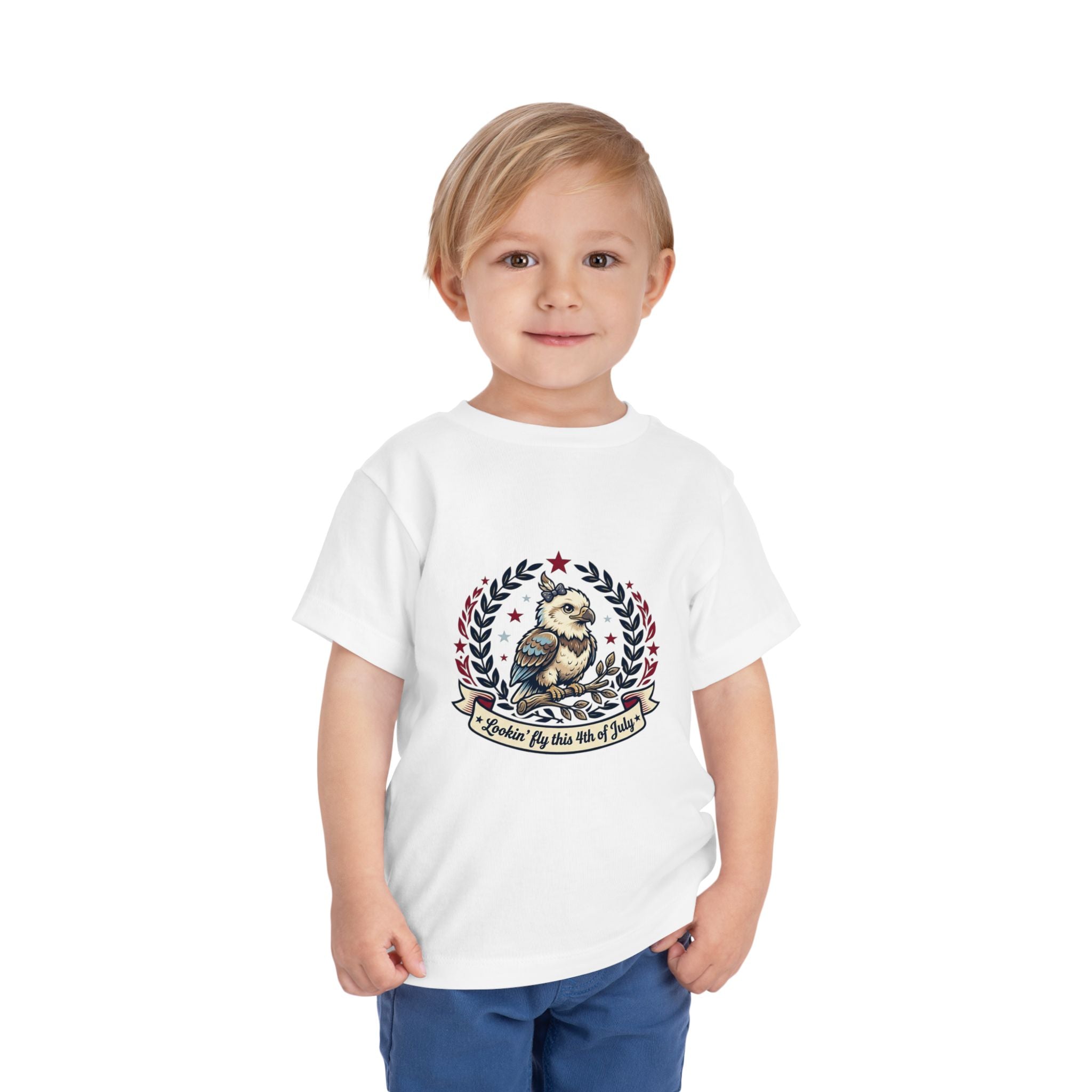 Toddler Tee — Patriotic Baby Eagle Graphic "Lookin' Fly this 4th of July"
