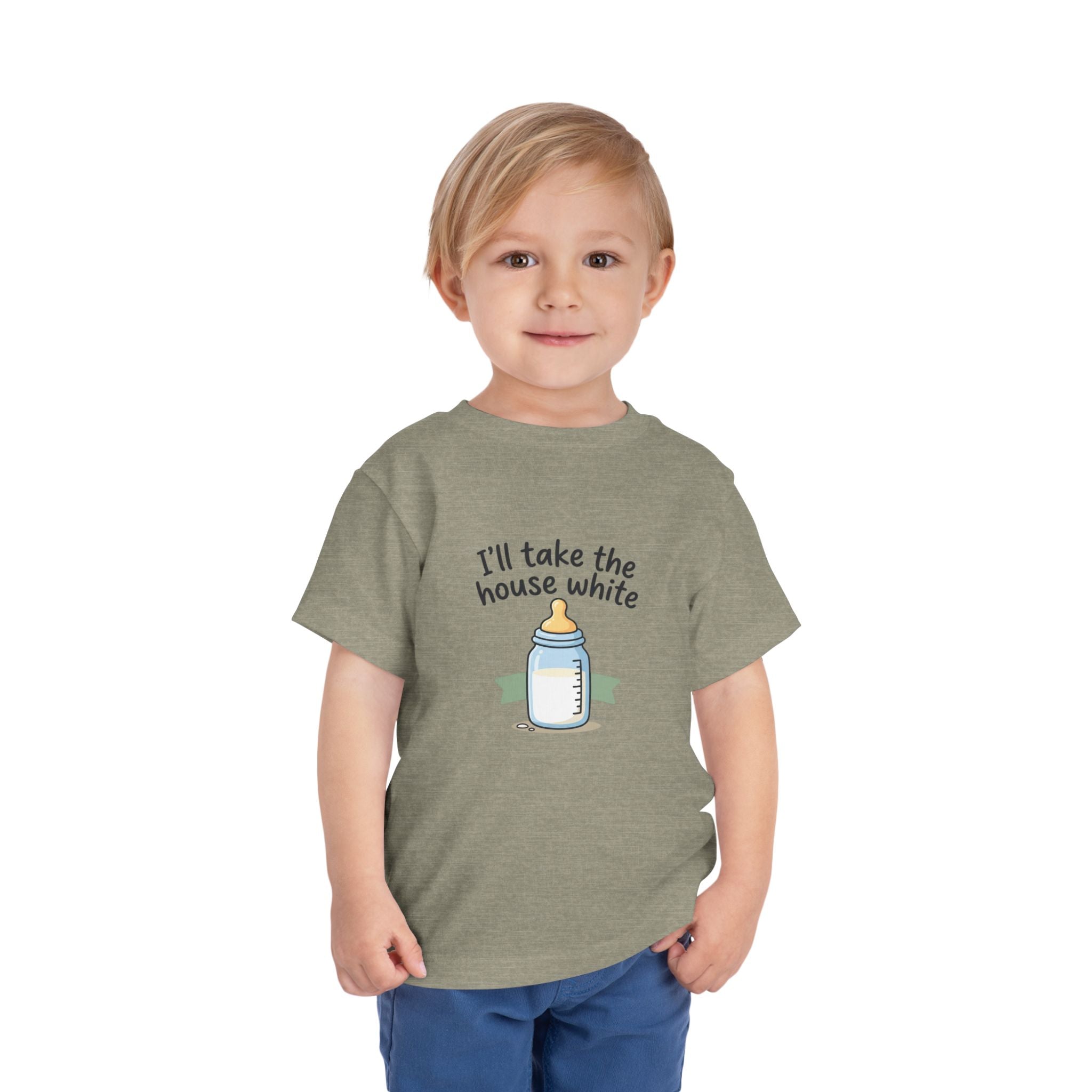 Toddler Tee - "I'll Take the House White" Bottle Design (Cute Baby Shower Gift)