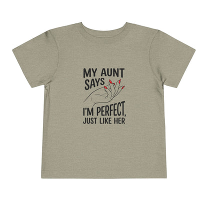 Toddler Short Sleeve Tee - My Aunt Says I'm Perfect, Just Like Her