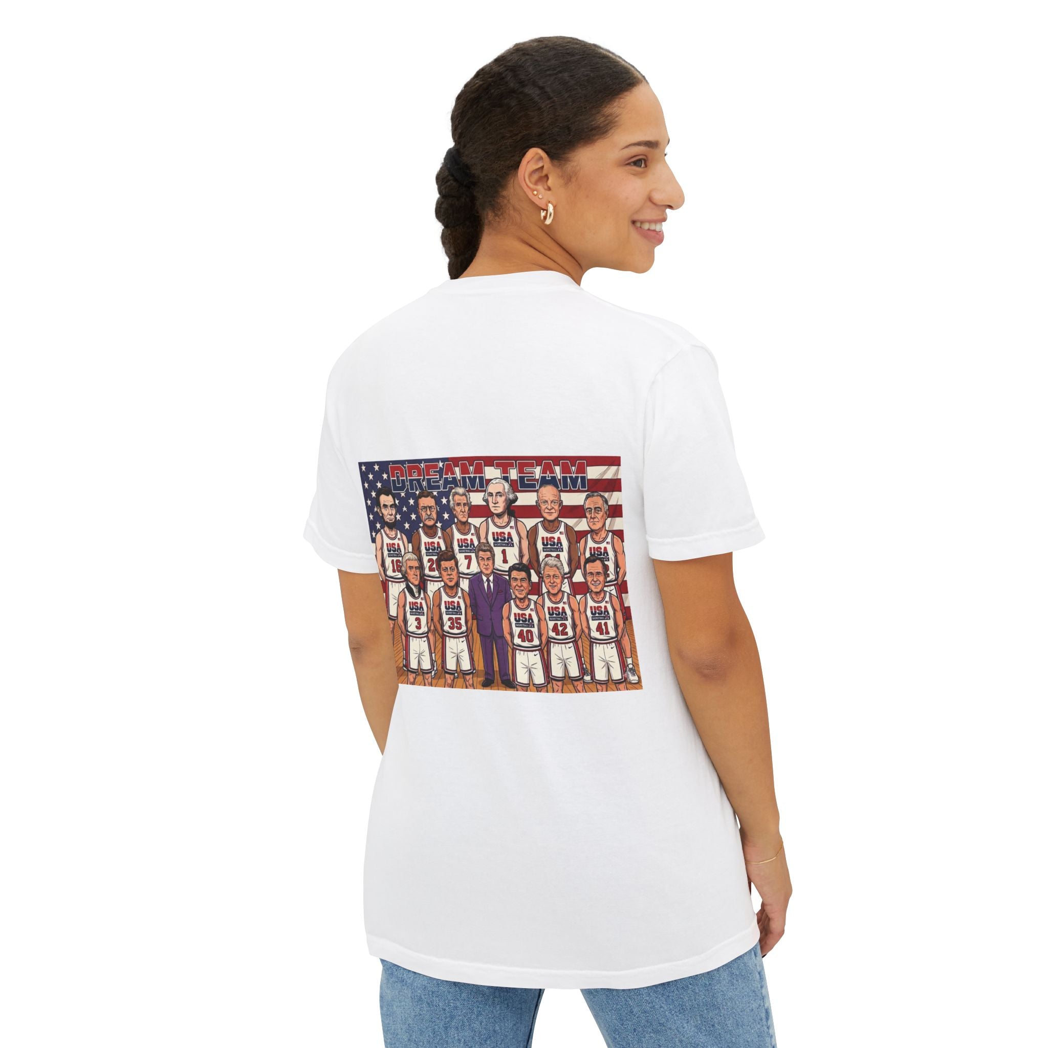 USA Dream Team Portrait Pocket T-Shirt — Retro Olympic Team Graphic