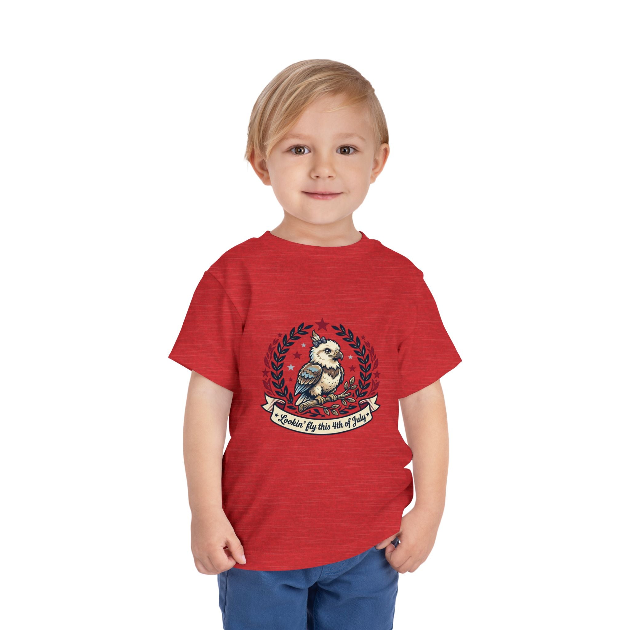 Toddler Tee — Patriotic Baby Eagle Graphic "Lookin' Fly this 4th of July"