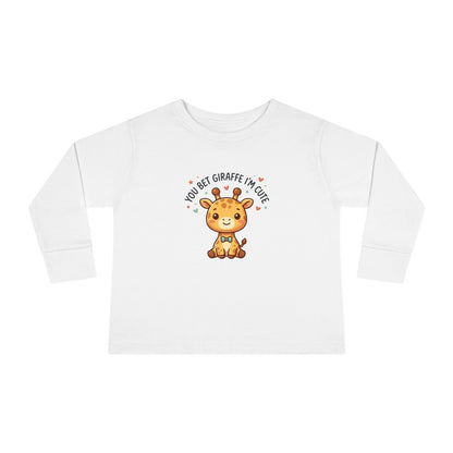 Toddler Long Sleeve Tee — You Bet Giraffe I'm Cute