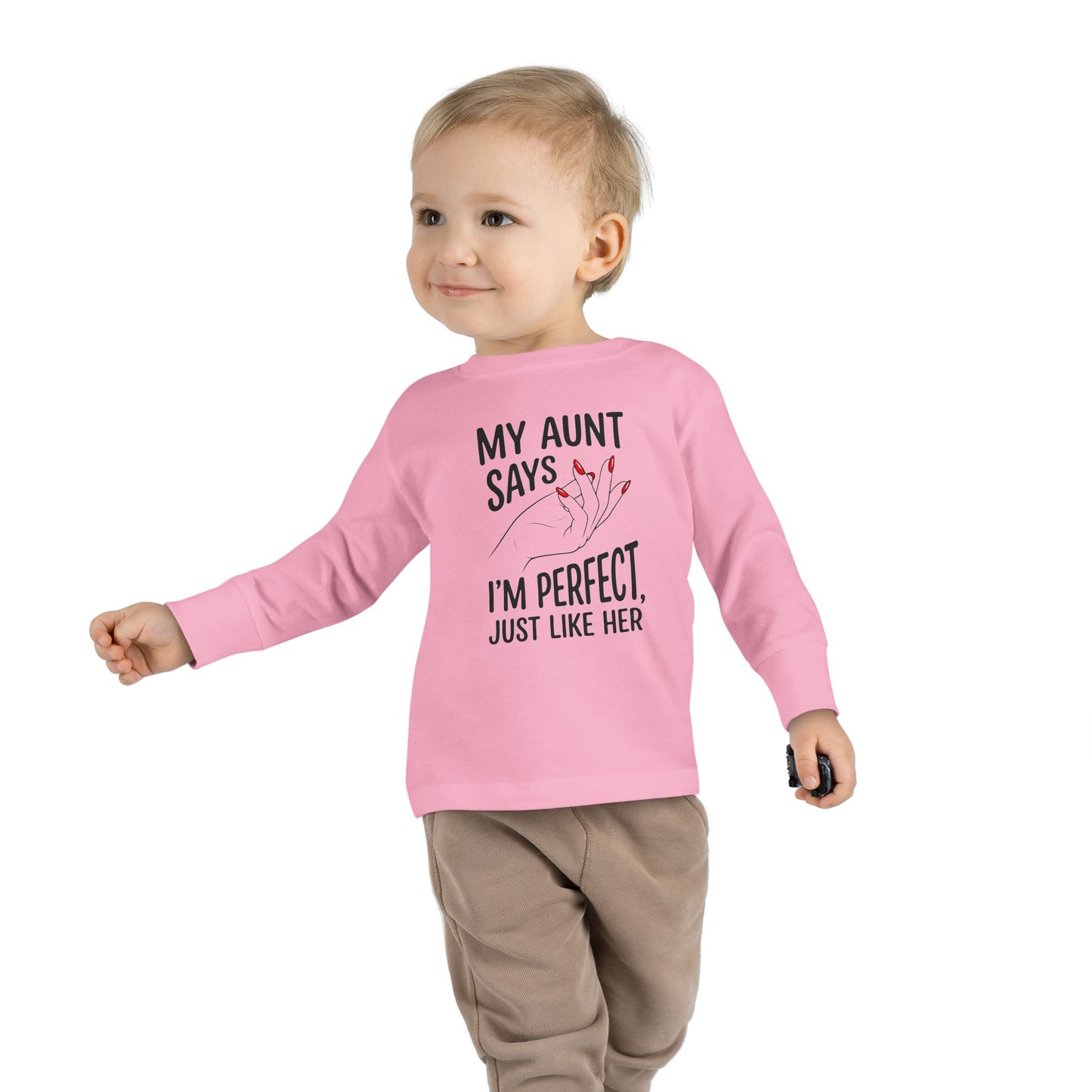 Toddler Long Sleeve Tee - My Aunt Says I'm Perfect, Just Like Her